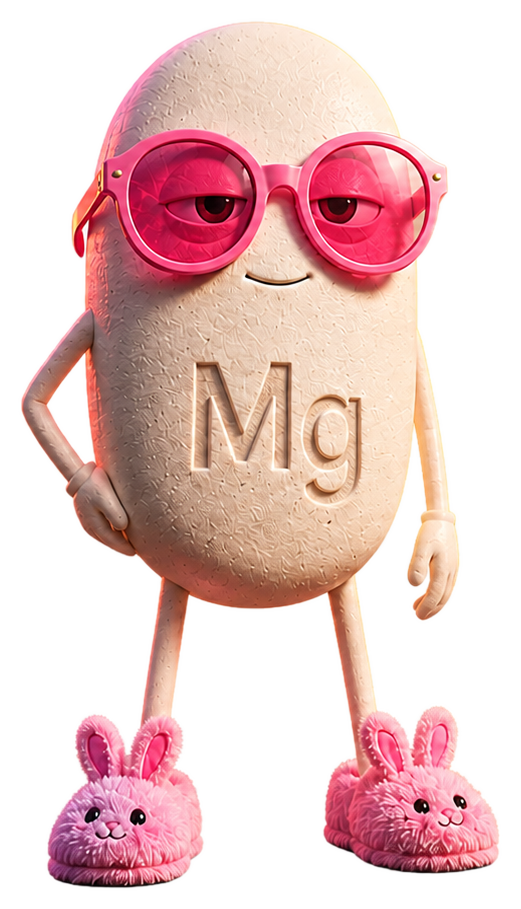 MAG wearing oversized pink glasses and bunny slippers